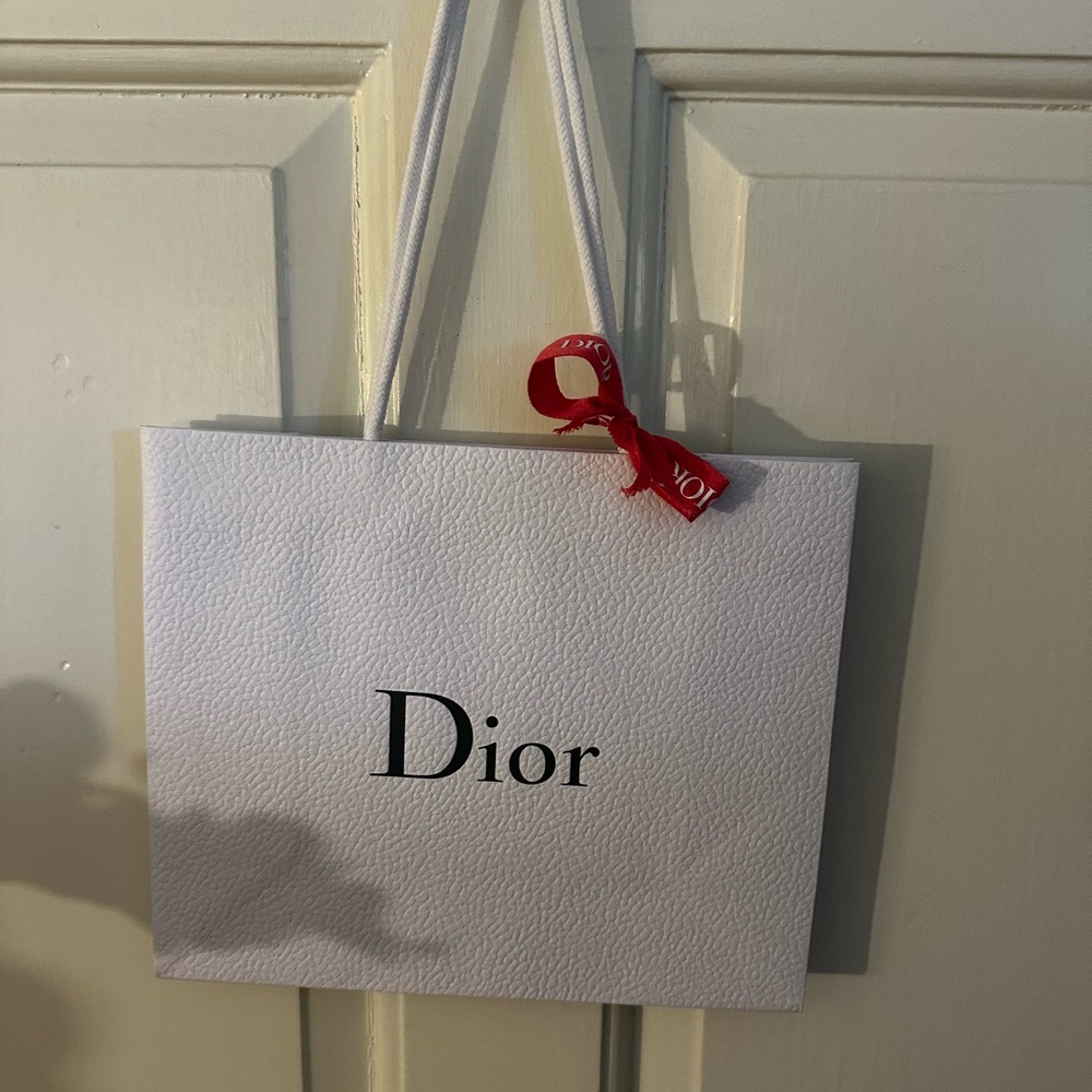 Authentic Dior textured paper gift bag with ribbon